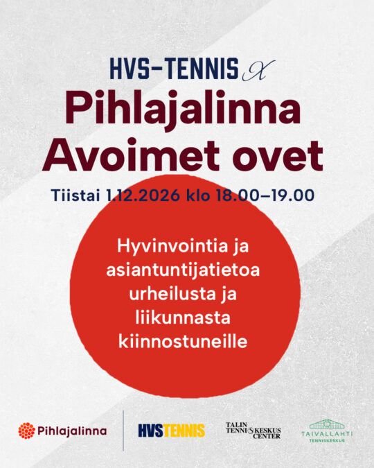 HVS-Tennis x Pihlajalinna – Tennispelaajan hyvinvointi-ilta 1.12.2026